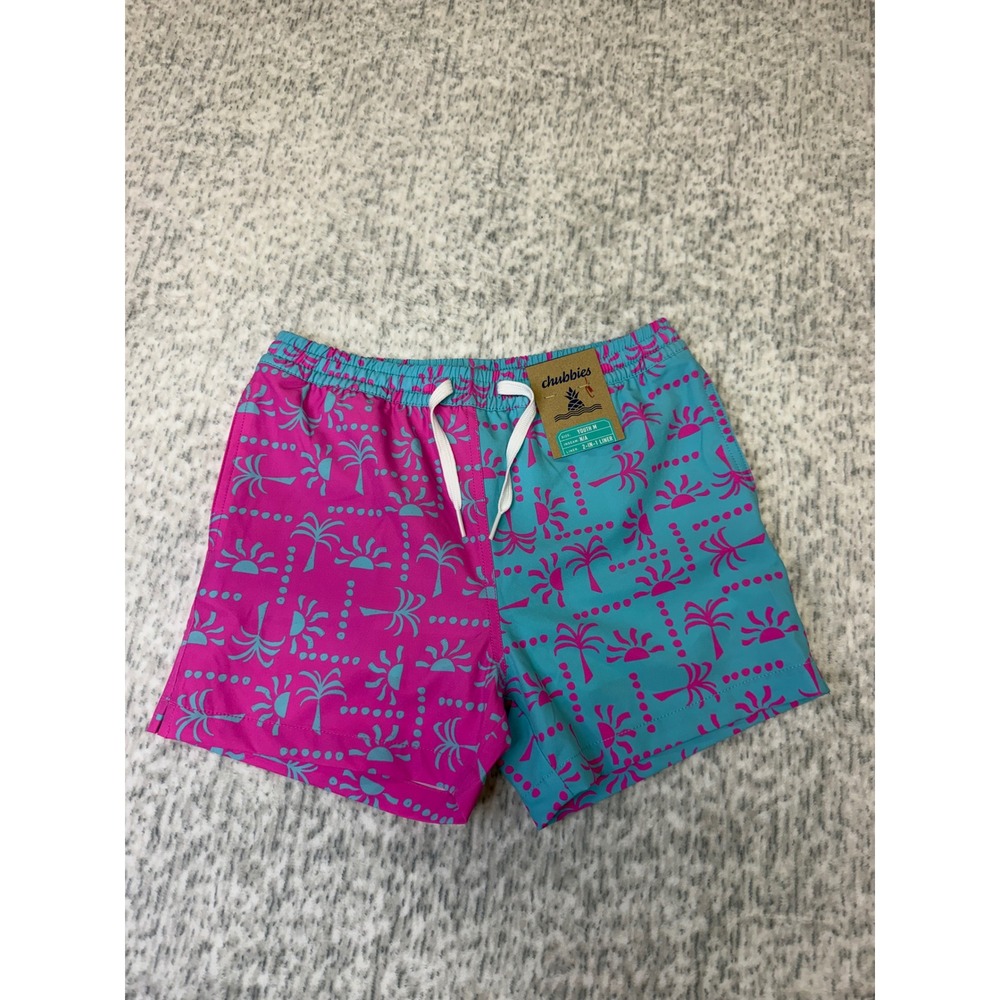 Chubbies Boys Youth Medium 10/12 The Pacific Grids Lined Swim Trunks 428261-043